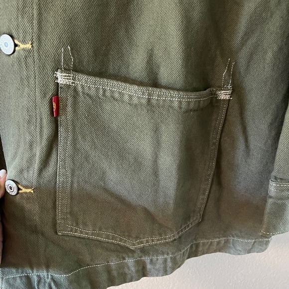 NEW Levi’s Oversized Red Cotton hemp Green denim chore coat - Picture 11 of 16